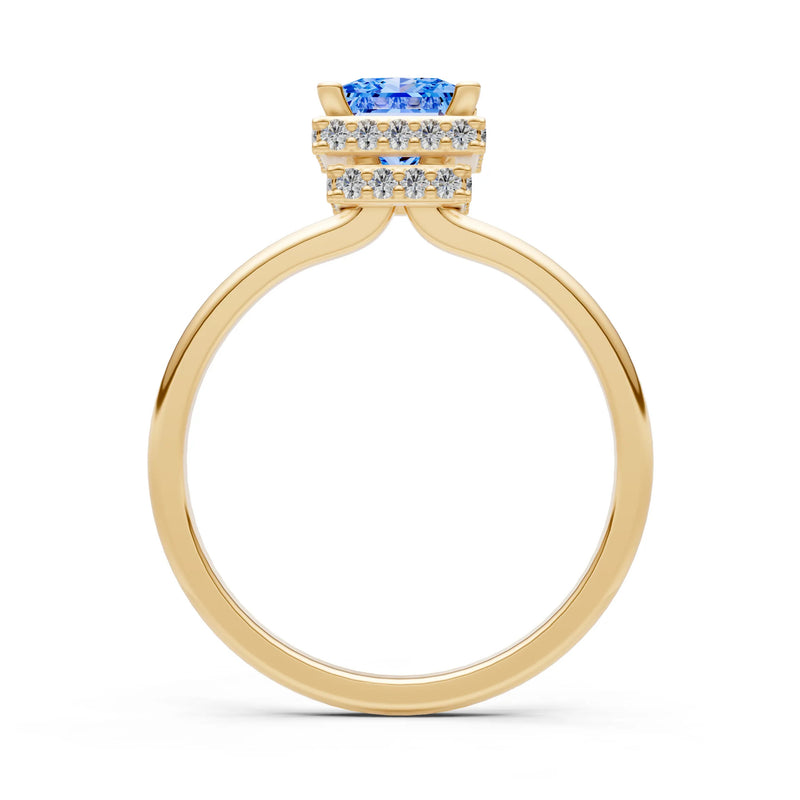 Princess-Cut Hidden Double Halo Diamonds Engagement Ring