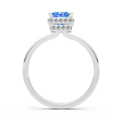Princess-Cut Hidden Double Halo Diamonds Engagement Ring