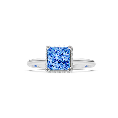 Princess-Cut Hidden Double Halo Diamonds Engagement Ring