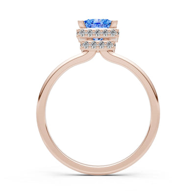 Princess-Cut Hidden Double Halo Diamonds Engagement Ring