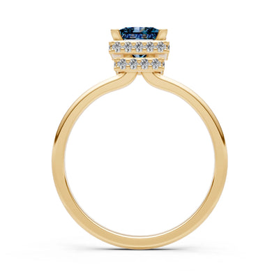 Princess-Cut Hidden Double Halo Diamonds Engagement Ring