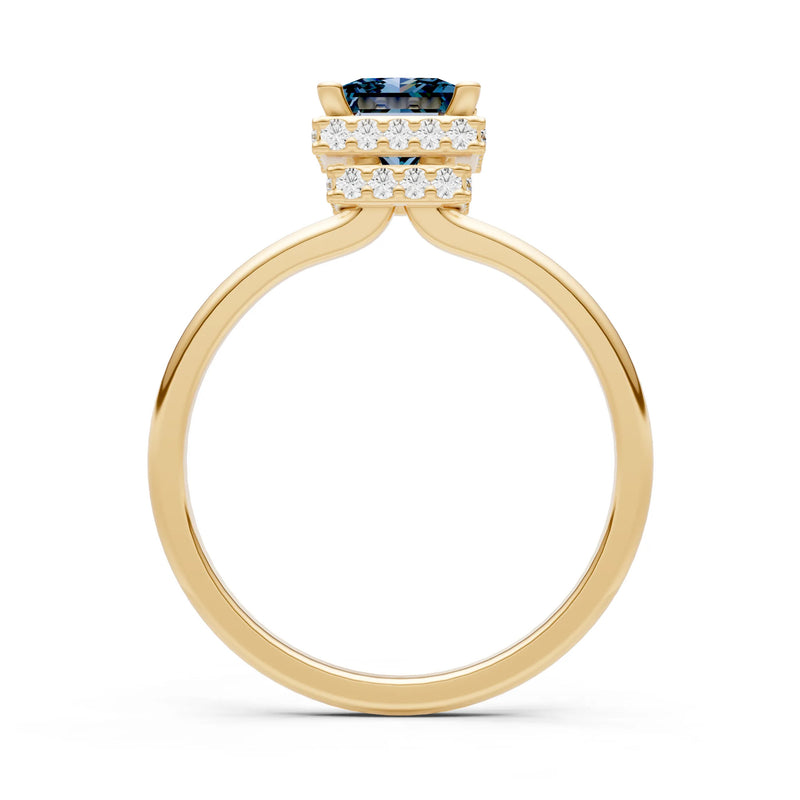 Alexandrite Princess Cut Hidden Double Halo Engagement Ring