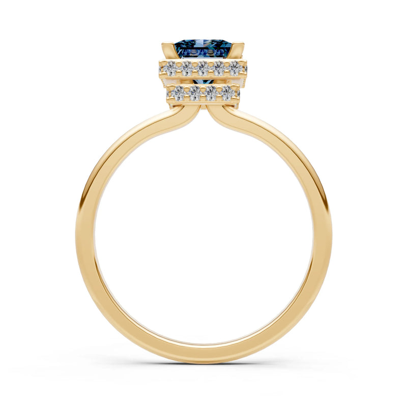 Princess-Cut Hidden Double Halo Diamonds Engagement Ring