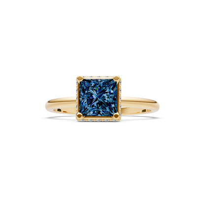 Princess-Cut Hidden Double Halo Diamonds Engagement Ring
