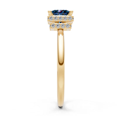 Princess-Cut Hidden Double Halo Diamonds Engagement Ring