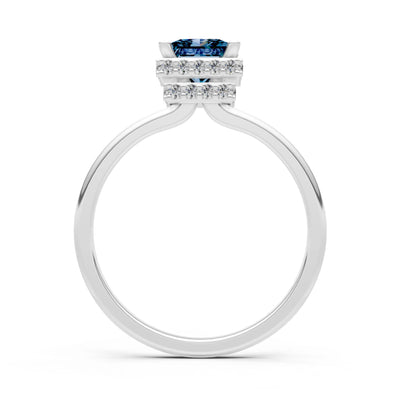 Princess-Cut Hidden Double Halo Diamonds Engagement Ring