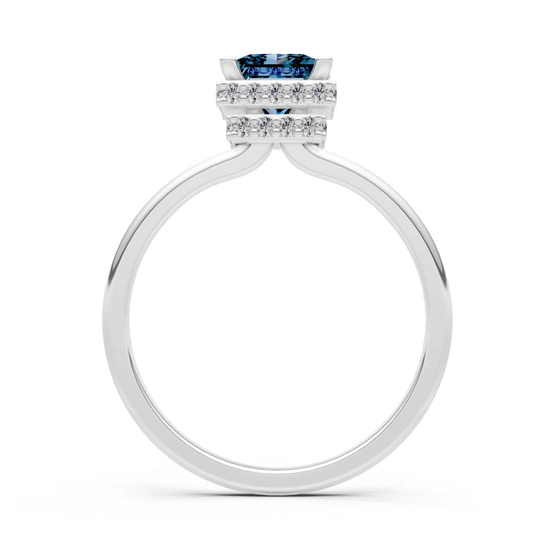 Princess-Cut Hidden Double Halo Diamonds Engagement Ring