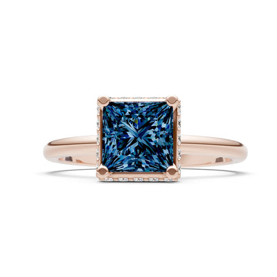 Alexandrite Princess Cut Hidden Double Halo Engagement Ring