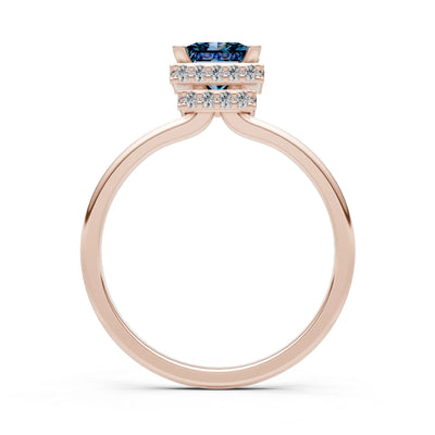 Princess-Cut Hidden Double Halo Diamonds Engagement Ring