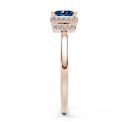 Princess-Cut Hidden Double Halo Diamonds Engagement Ring
