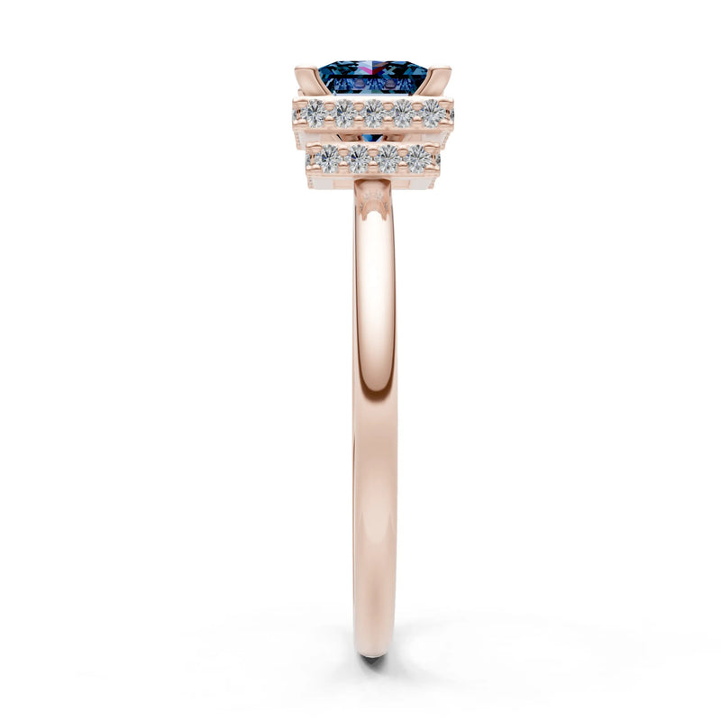 Princess-Cut Hidden Double Halo Diamonds Engagement Ring