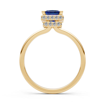 Princess-Cut Hidden Double Halo Diamonds Engagement Ring
