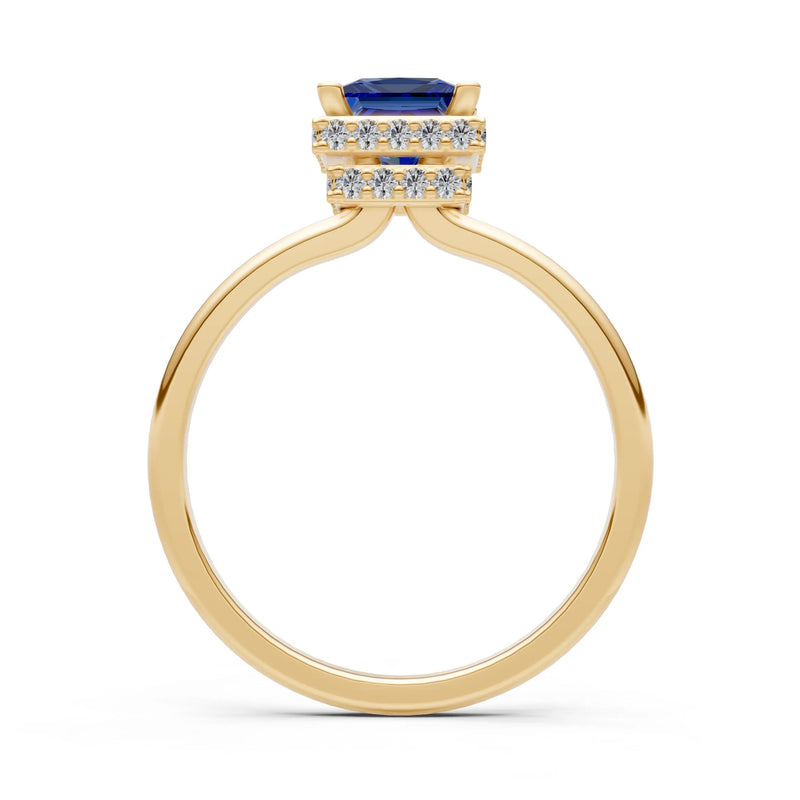 Princess-Cut Hidden Double Halo Diamonds Engagement Ring