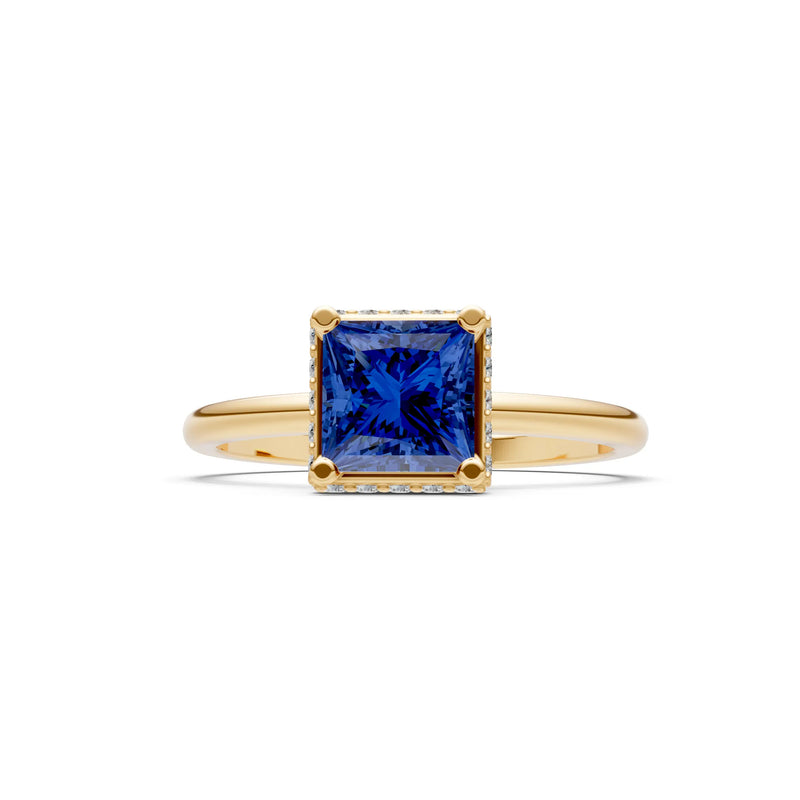 Princess-Cut Hidden Double Halo Diamonds Engagement Ring
