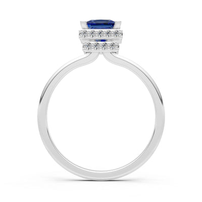 Princess-Cut Hidden Double Halo Diamonds Engagement Ring