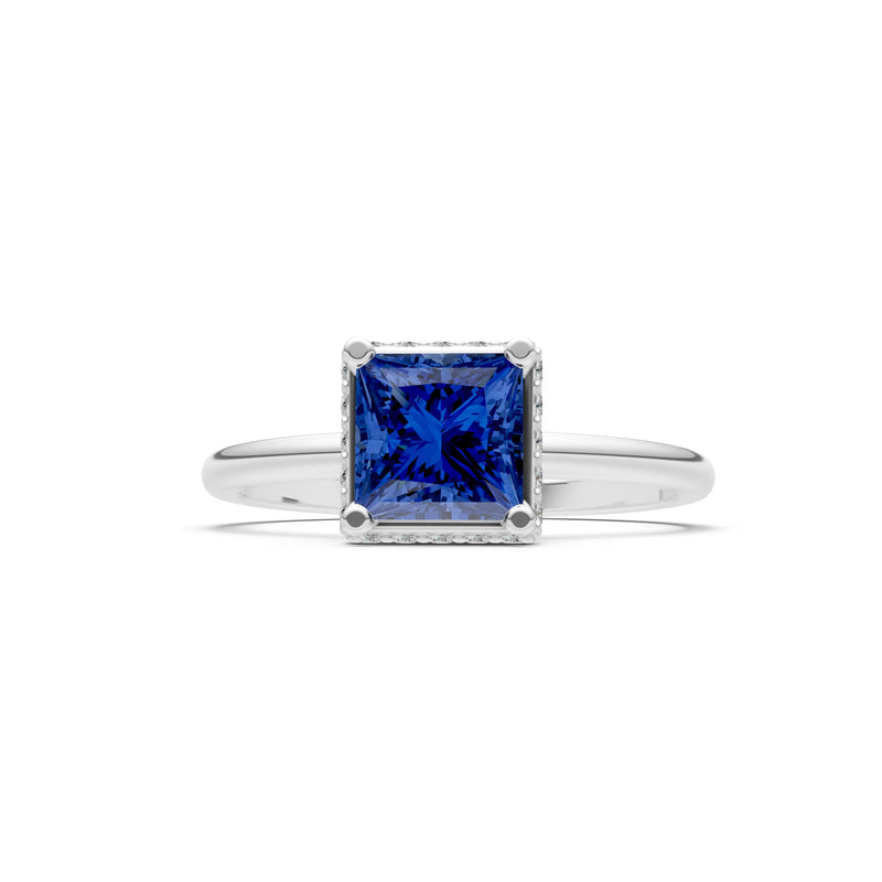 Princess-Cut Hidden Double Halo Diamonds Engagement Ring