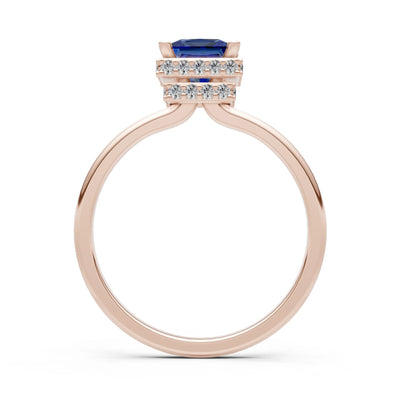 Princess-Cut Hidden Double Halo Diamonds Engagement Ring