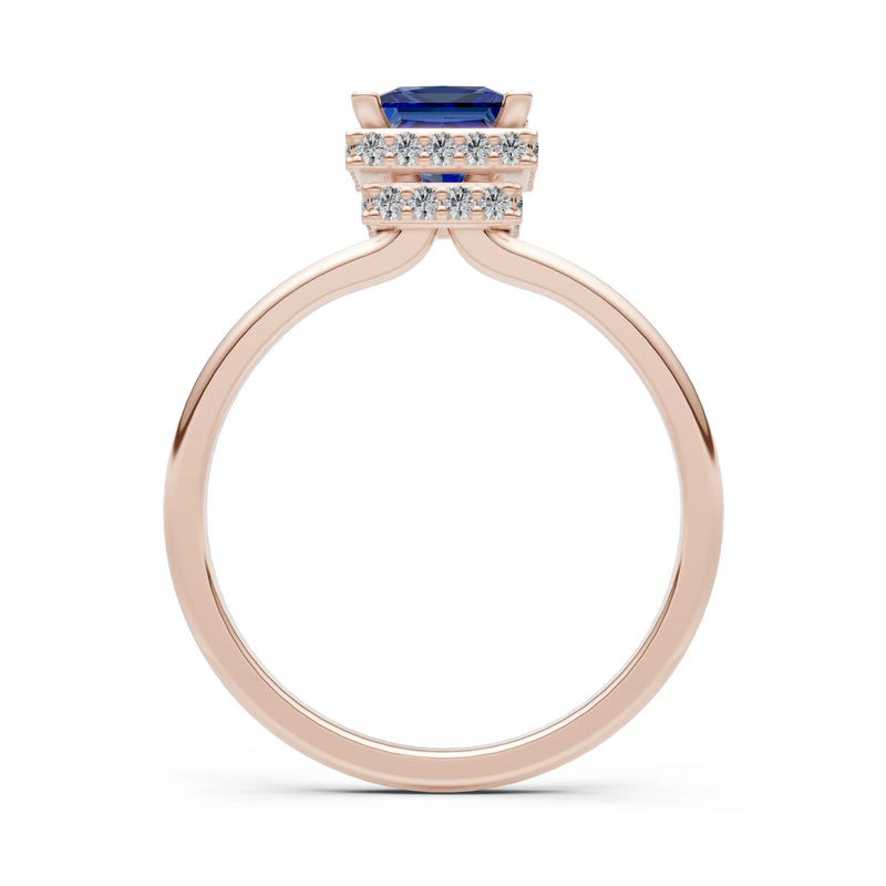 Princess-Cut Hidden Double Halo Diamonds Engagement Ring