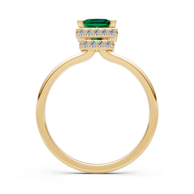Princess-Cut Hidden Double Halo Diamonds Engagement Ring
