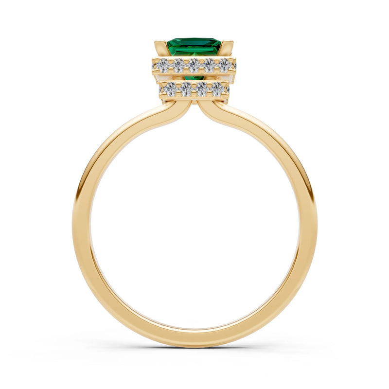 Princess-Cut Hidden Double Halo Diamonds Engagement Ring