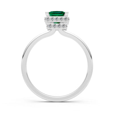 Princess-Cut Hidden Double Halo Diamonds Engagement Ring