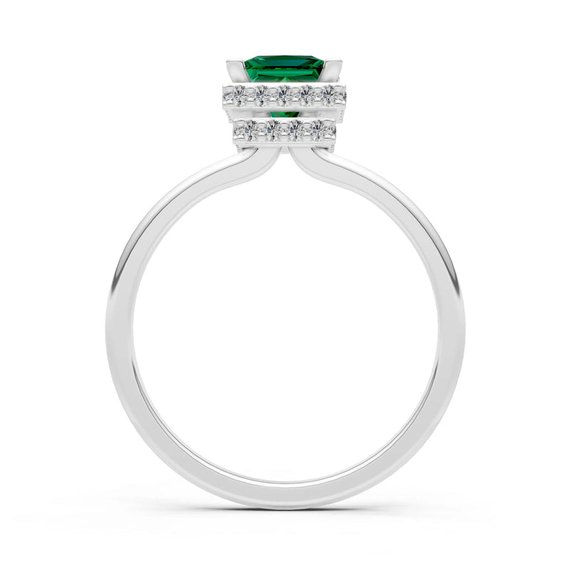 Princess-Cut Hidden Double Halo Diamonds Engagement Ring