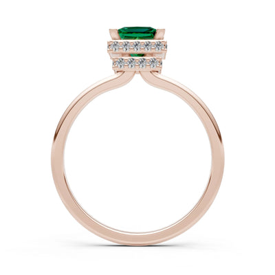 Princess-Cut Hidden Double Halo Diamonds Engagement Ring