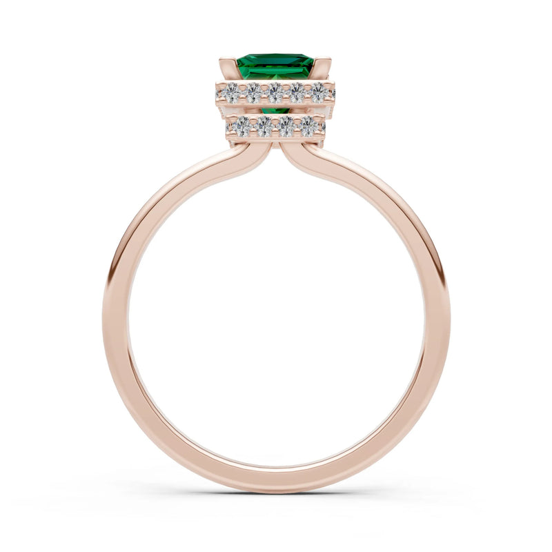 Princess-Cut Hidden Double Halo Diamonds Engagement Ring