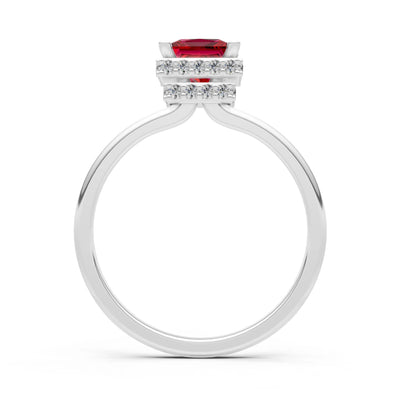 Princess-Cut Hidden Double Halo Diamonds Engagement Ring