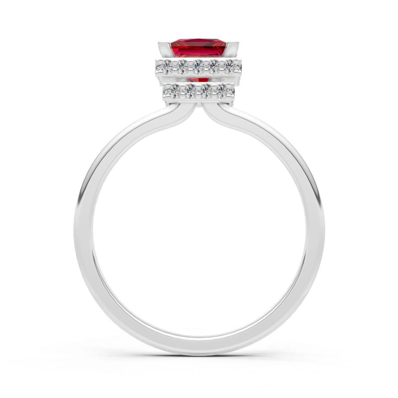 Princess-Cut Hidden Double Halo Diamonds Engagement Ring