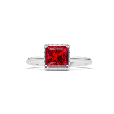 Princess-Cut Hidden Double Halo Diamonds Engagement Ring