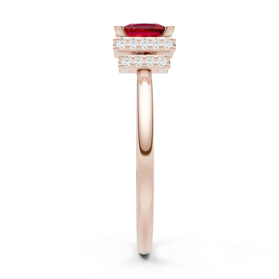 Ruby Princess Cut Hidden Double Halo Engagement Ring
