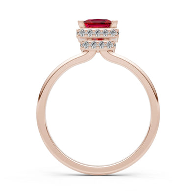 Princess-Cut Hidden Double Halo Diamonds Engagement Ring
