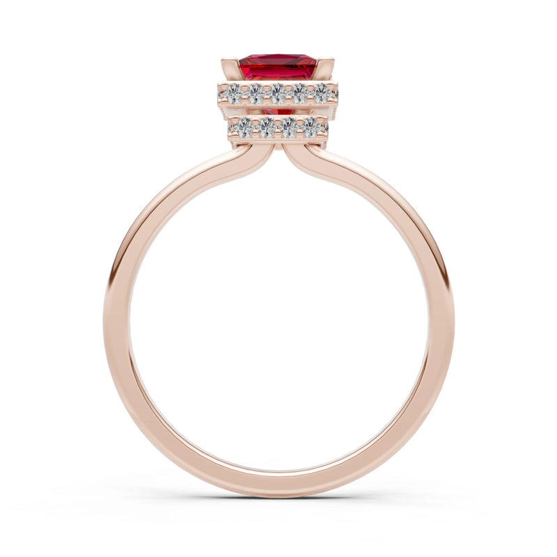Princess-Cut Hidden Double Halo Diamonds Engagement Ring