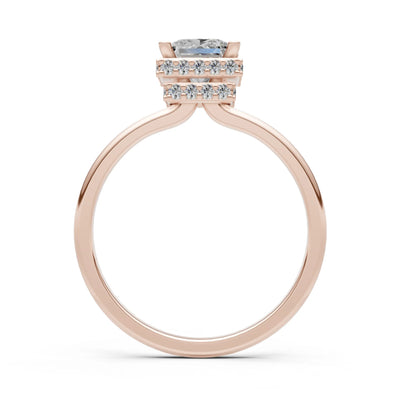 Princess-Cut Hidden Double Halo Diamonds Engagement Ring