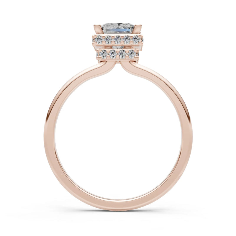 Princess-Cut Hidden Double Halo Diamonds Engagement Ring