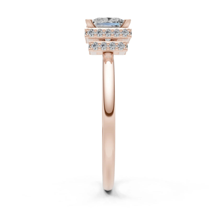 Princess-Cut Hidden Double Halo Diamonds Engagement Ring