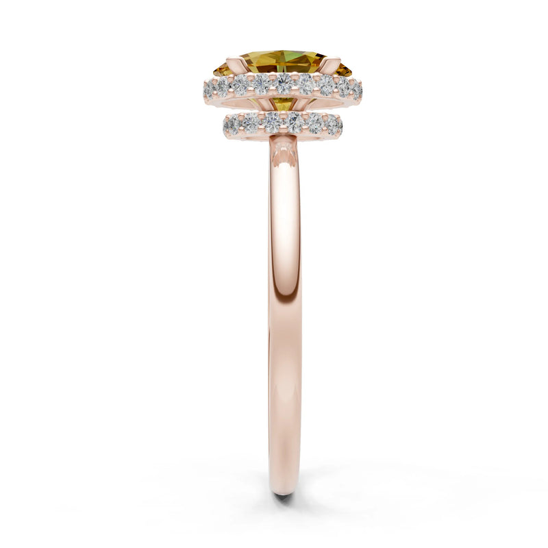 Oval Hidden Double Halo Engagement Gold Ring