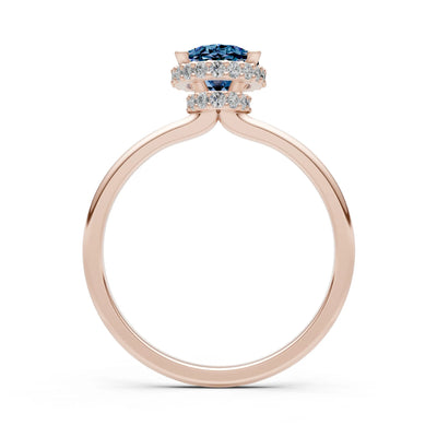 Oval Hidden Double Halo Engagement Gold Ring