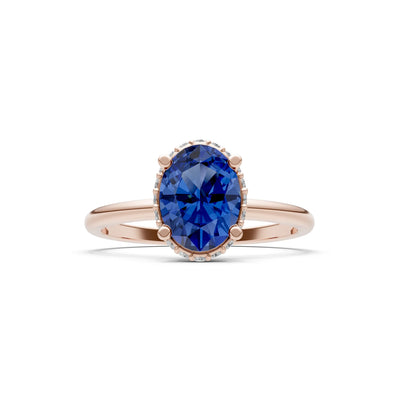Oval Hidden Double Halo Engagement Gold Ring