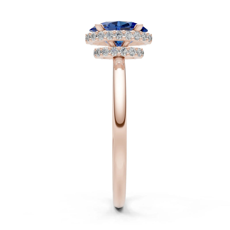 Oval Hidden Double Halo Engagement Gold Ring