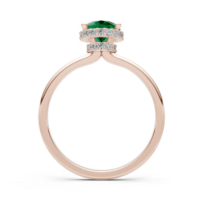 Oval Hidden Double Halo Engagement Gold Ring