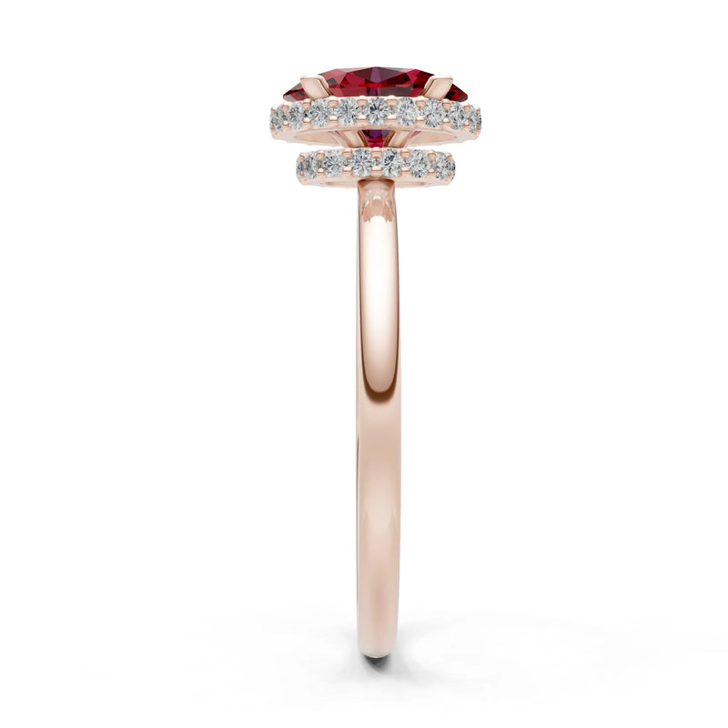 Oval Hidden Double Halo Engagement Gold Ring