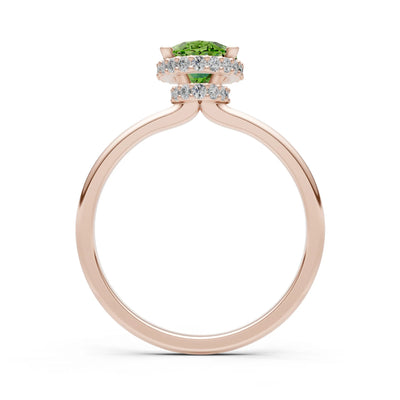 Oval Hidden Double Halo Engagement Gold Ring
