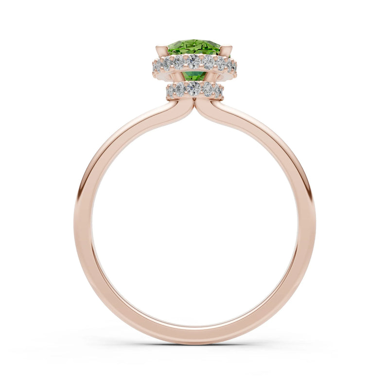 Oval Hidden Double Halo Engagement Gold Ring