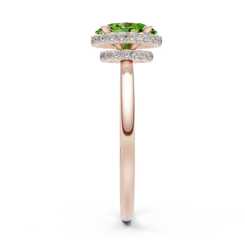 Oval Hidden Double Halo Engagement Gold Ring