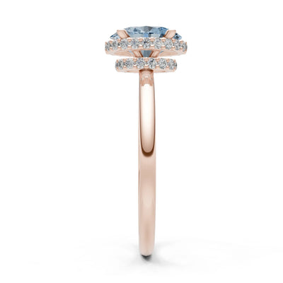 Oval Hidden Double Halo Engagement Gold Ring