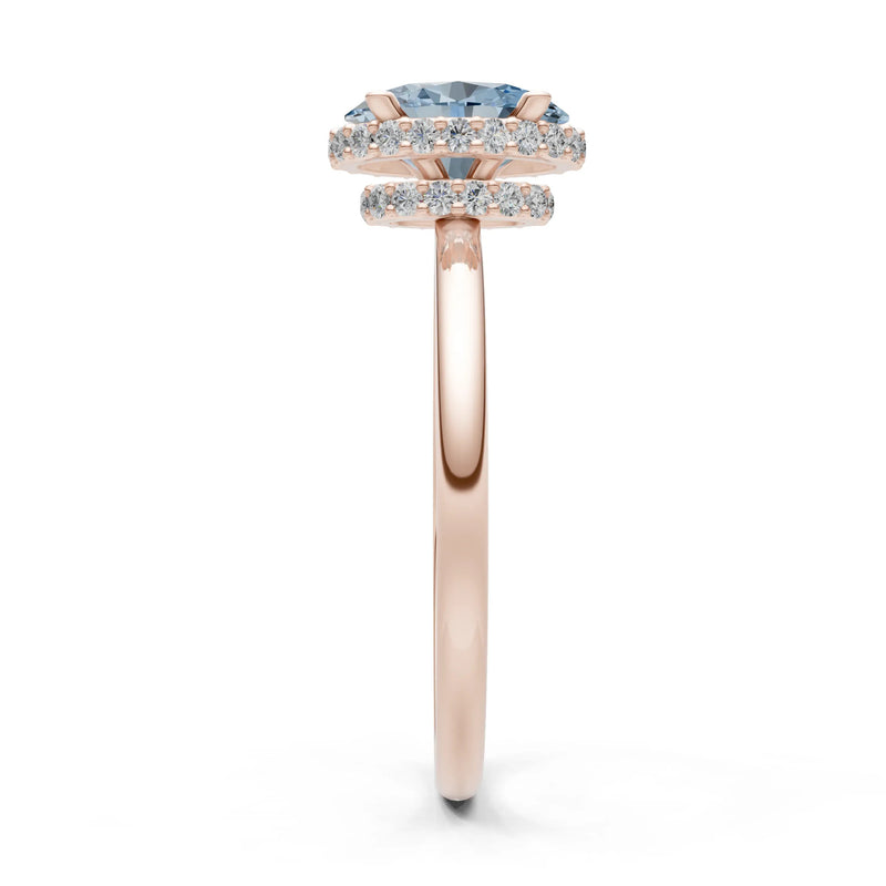 Oval Hidden Double Halo Engagement Gold Ring