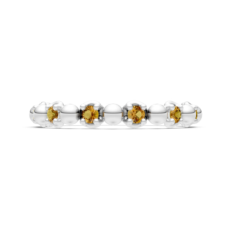 Citrine Beaded Diamond Stacking Ring