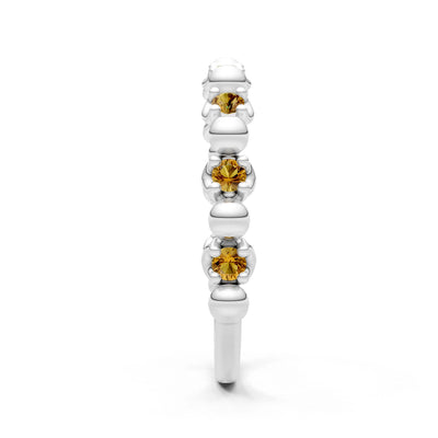 Citrine Beaded Diamond Stacking Ring